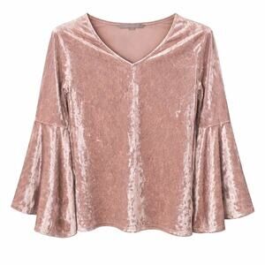 Valerie Stevens Top Womens Small Pink Crush Velvet Exaggerated Flare Sleeve